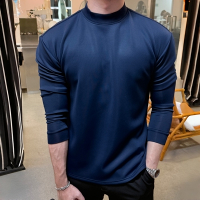 莫棉空气层高弹圆领打底T恤