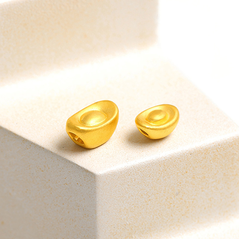 999足金转运珠编织手链配件小元宝黄金路路通金饰24k纯金串珠手串