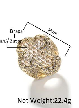 欧美爆款嘻哈复NRT2019戒指镶锆石个古十性字男士戒指微食指配饰