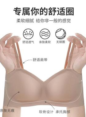 新款外胸型无带内衣女防滑小WHU胸聚显大无拢钢圈抹胸肩扩韩国文