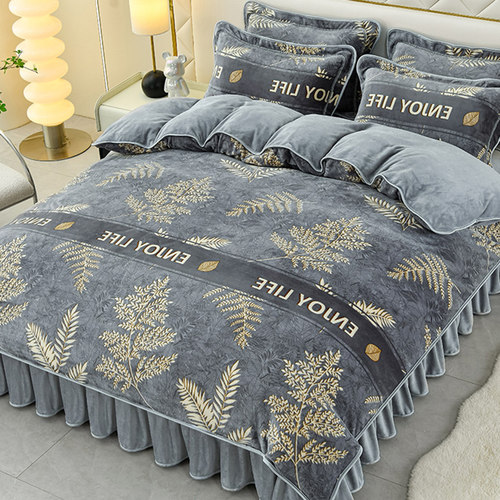 网红款冬季加绒牛奶绒四件套加厚