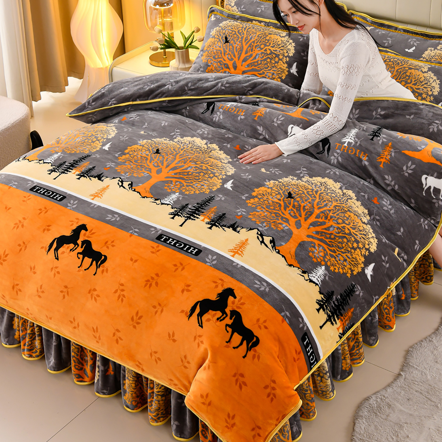 双面加厚牛奶绒四件套2025新款冬