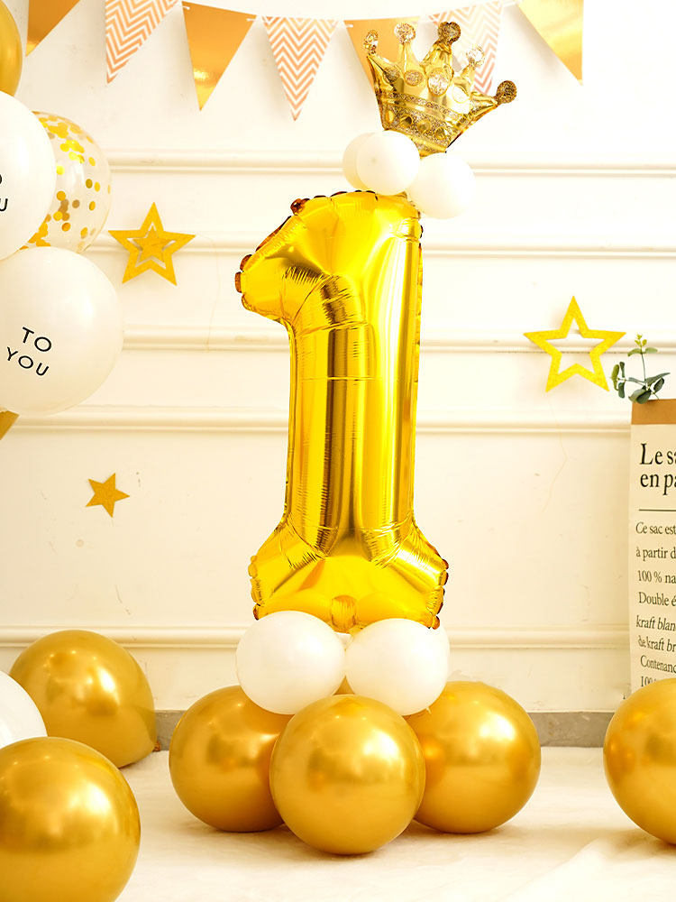 36寸大号金色年龄数字铝箔铝膜气球宝宝装饰儿童周岁生日场景布置