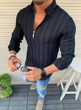 Men Casual Shirts 2020 Autumn New Fashion Solid Color
