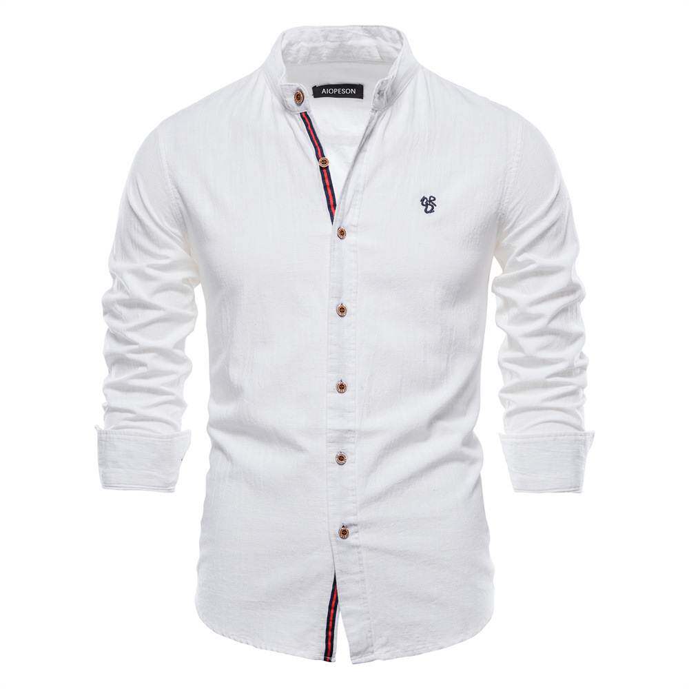 男式春秋休闲时尚商务纯色潮流长袖衬衫Men's long sleeved s
