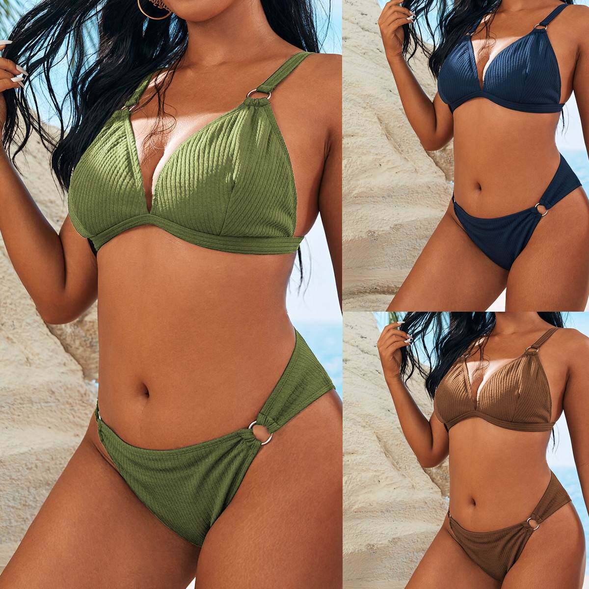 Plus sizes sexy bikini欧美大码比基尼性感坑条肥婆比基尼泳衣女