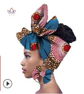时尚非洲头巾和耳环2件女士非洲服装头饰发带African hair band