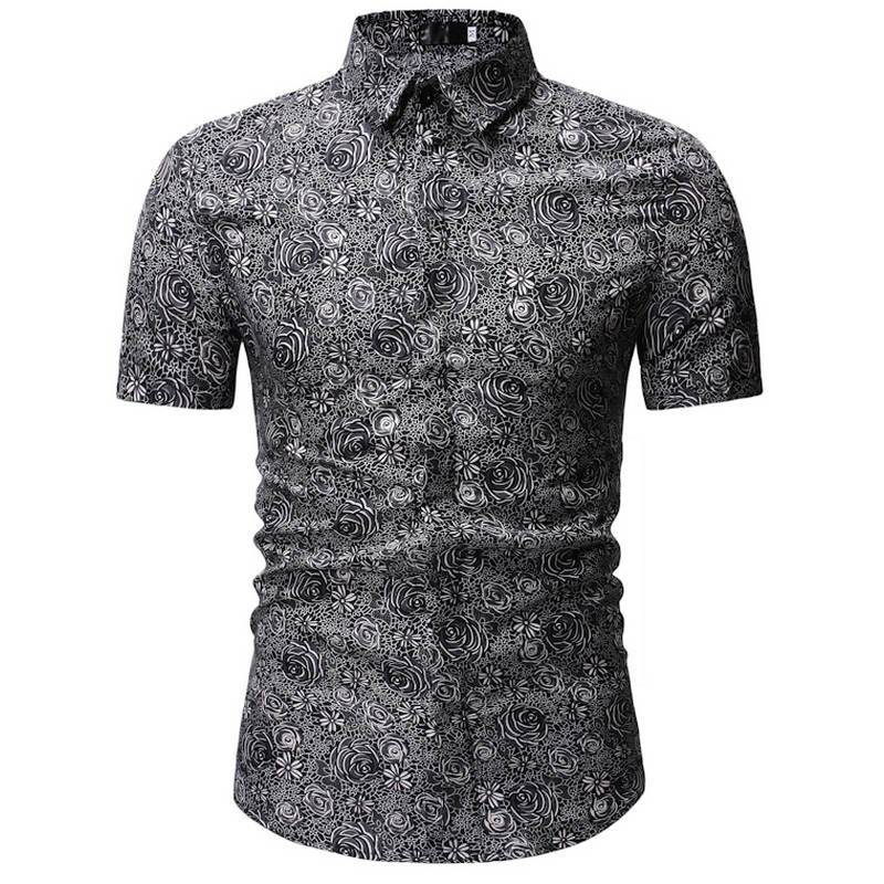 Casual Short Sleeve Hawaii Shirt Chemise Homme 3XL 23 color