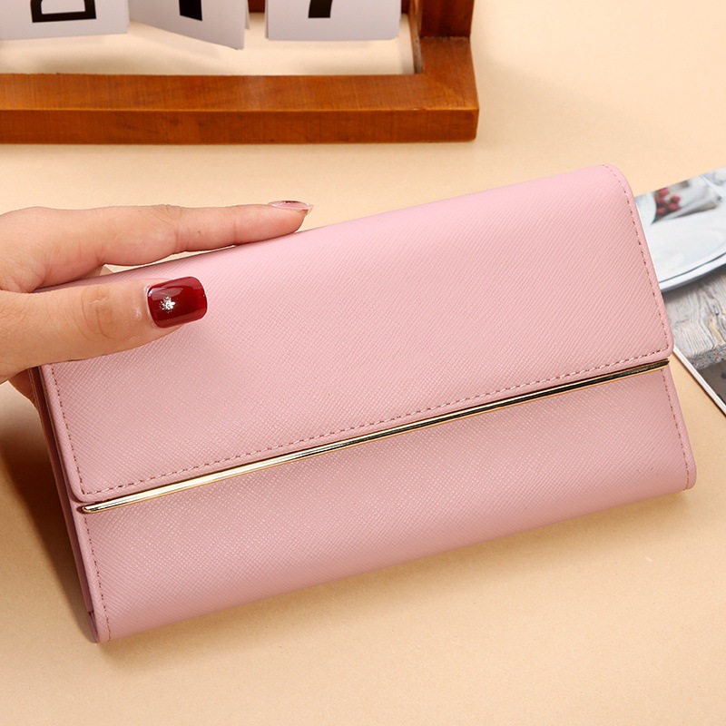 日本品质大容量三折钱包真皮女士长款多卡位收纳潮流风零钱