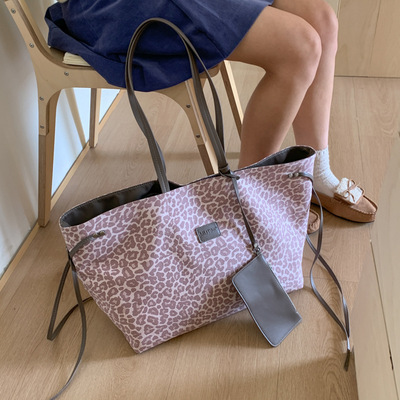 日本品质2026新款慵懒松弛感复古豹纹包包女大容量托特包女包森萌