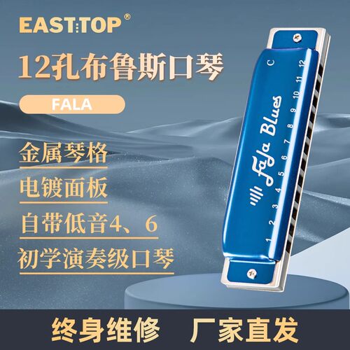 easttop东方布鲁斯口琴12孔