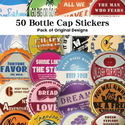 50张美式汽水瓶盖贴纸日记本手账本素材手机壳水杯防水diy贴画