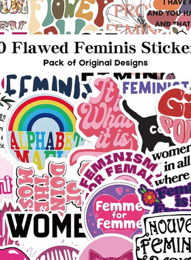 50张Flawed Feminis有缺陷的女权主义理论涂鸦贴纸装饰手账电脑贴