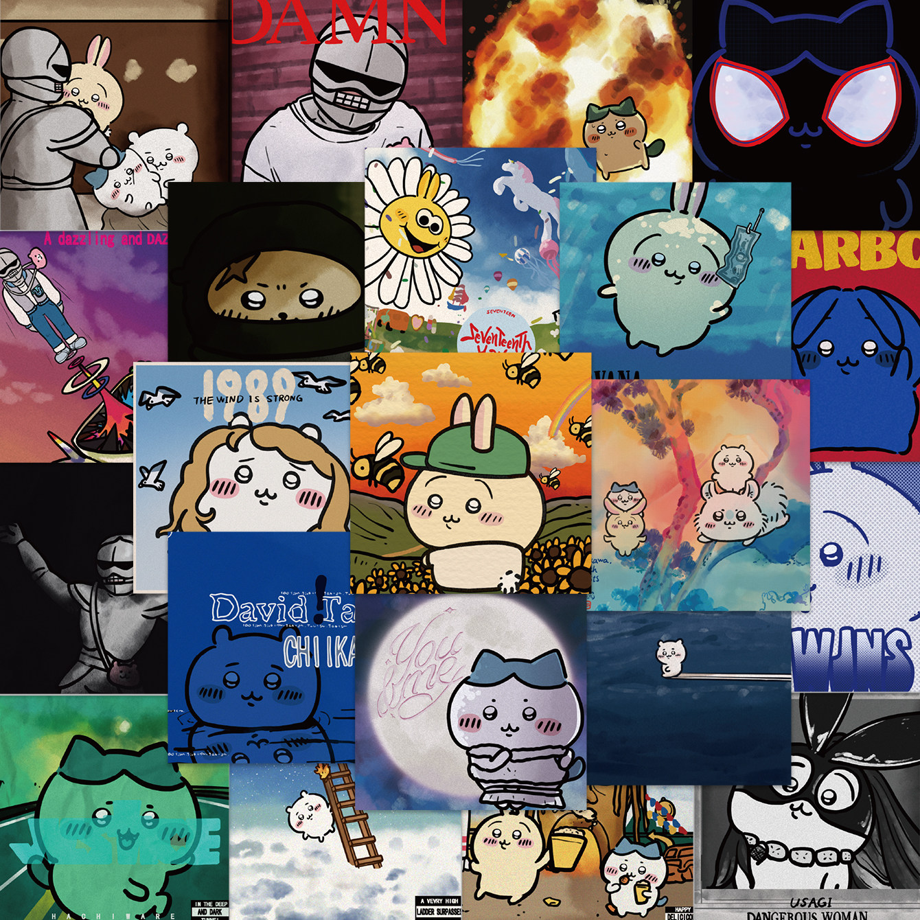 50张原创Chiikawa欧美专辑封面贴纸创意可爱手机壳diy手