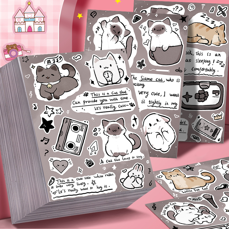 原创暹罗猫卡通可爱防水贴纸咕盘
