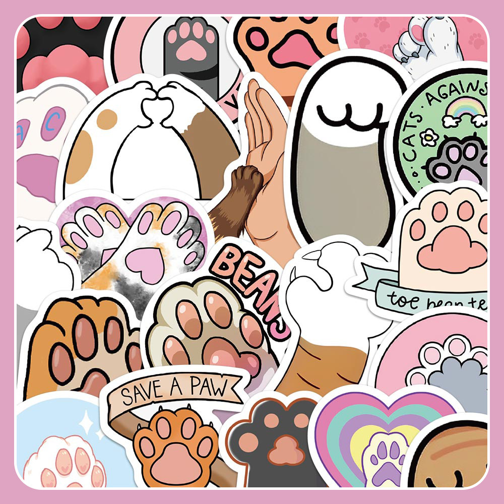 61张新款卡通猫爪贴纸可爱卡通少女心手机壳diy平板防水装饰贴画