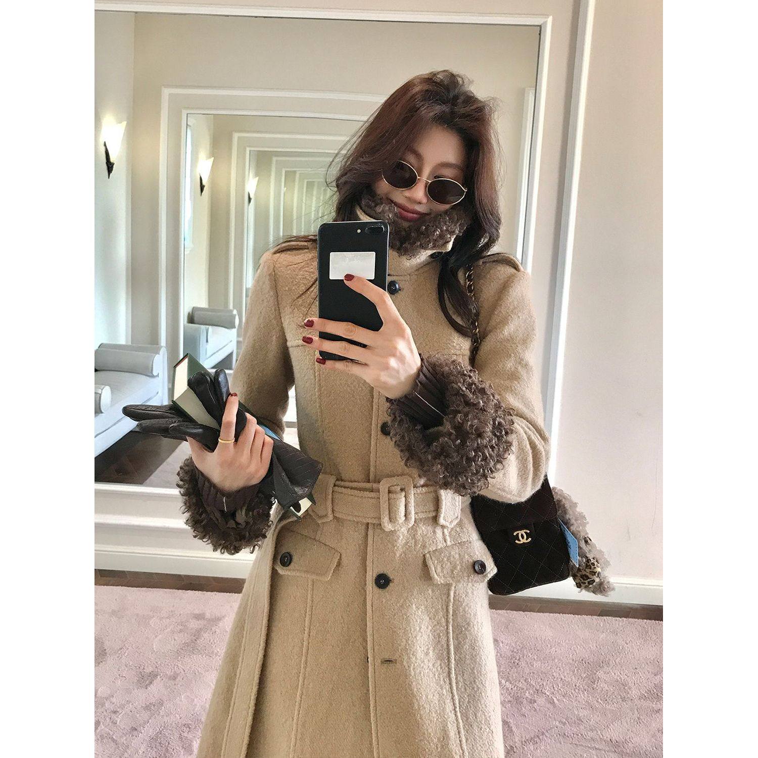 复古可拆卸毛领大衣女冬季可拆卸毛领过膝中长款毛呢外套,女装/女士精品,毛呢外套,淘宝优惠券,粉丝福利购,淘宝优惠卷