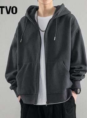 MTVO迈特优开 衫厚棉T男外套春夏新款夹克美式重磅休闲 连帽上衣