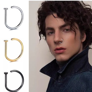 新鼻钉假无洞免打孔D型鼻夹耳骨夹钛钢防过敏鼻环夹开口穿刺饰品