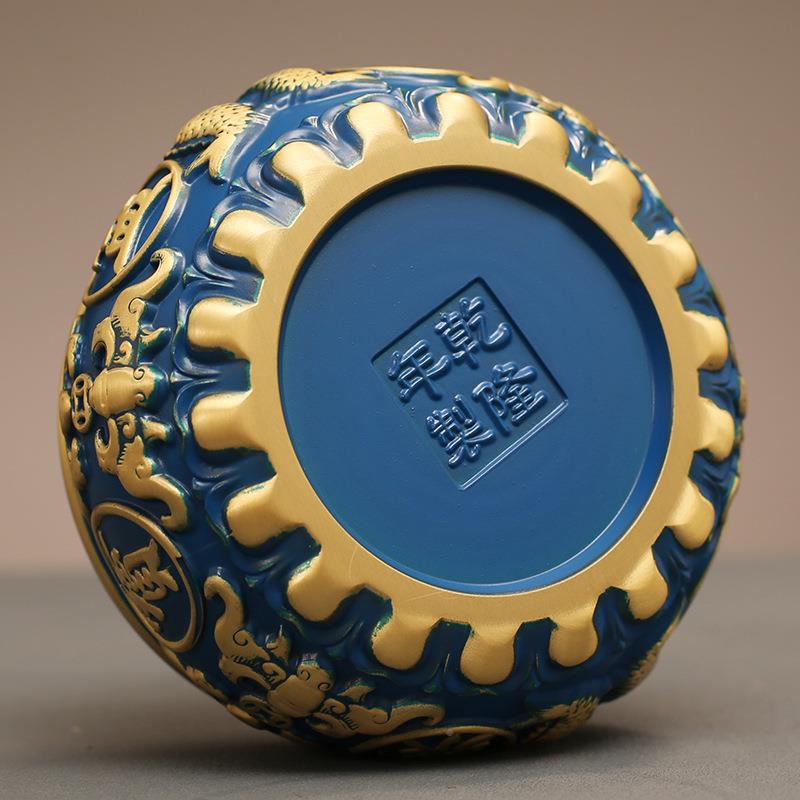 色工厂直发黄铜八开福福蓝聚宝盆家用客厅办公室百摆件业OBY送礼