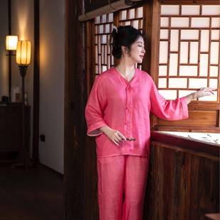 新式 衣男家居服中情侣套 春夏天双层轻100%天丝JTZ女式 睡薄七分袖