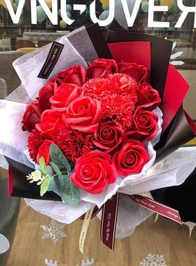 情人节物康乃馨XZH-035香花玫瑰永生花束生日礼礼物送女生皂闺蜜