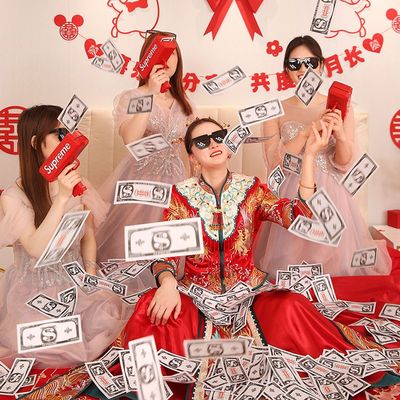 伴娘拍照喷钱枪结婚接亲钞票枪游戏婚礼道具筷子夹钱机堵门吐喷机