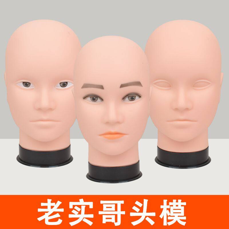 老实哥假发头模支架抿嘴男图片