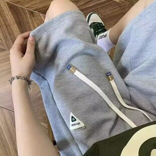 华夫休闲速干短裤男款夏季宽松大码直筒潮流五分帅气裤子运动裤