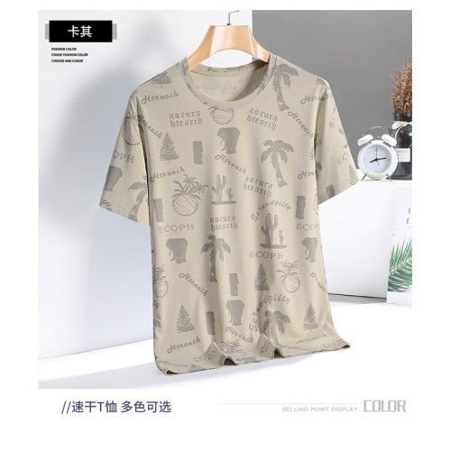 夏季短袖男款圆领T恤男士新款印花潮流半袖上衣服男生体恤衫跨境