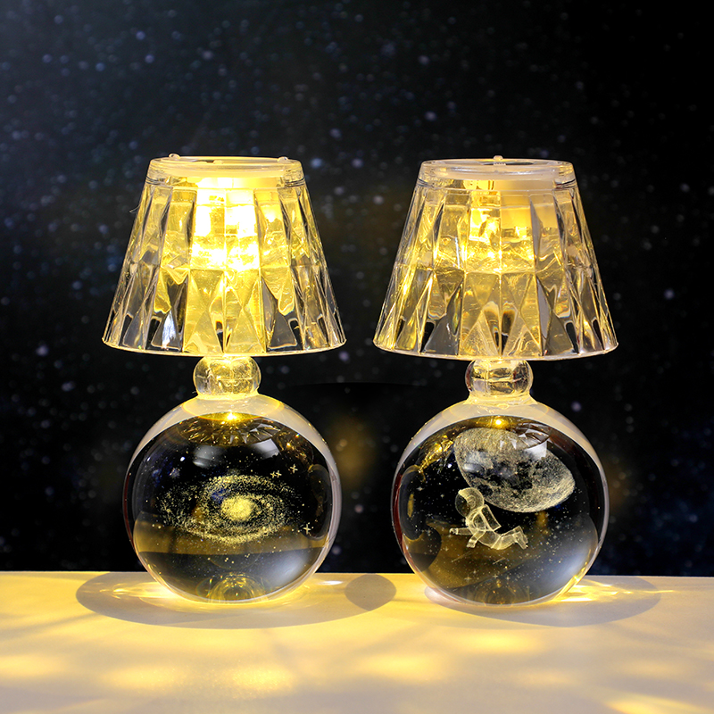 创意LED发光水晶小夜灯摆件