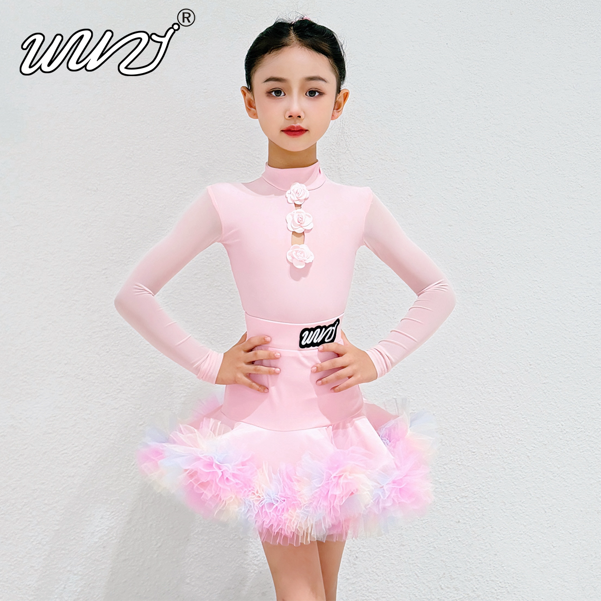 舞姿少儿拉丁舞服2026秋冬新款高级女童舞蹈服练功训练表演服套装