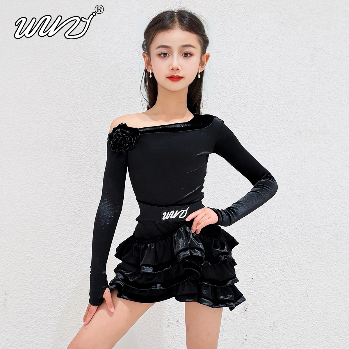 舞姿少儿拉丁舞服2026秋冬新款高级女童舞蹈服练功训练表演服套装