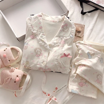 德绒睡衣女生秋冬季保暖加绒加厚