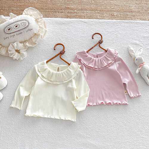 婴幼儿衣服秋装女宝宝韩版洋气娃娃领打底衫1-3岁百搭棉质T恤上衣