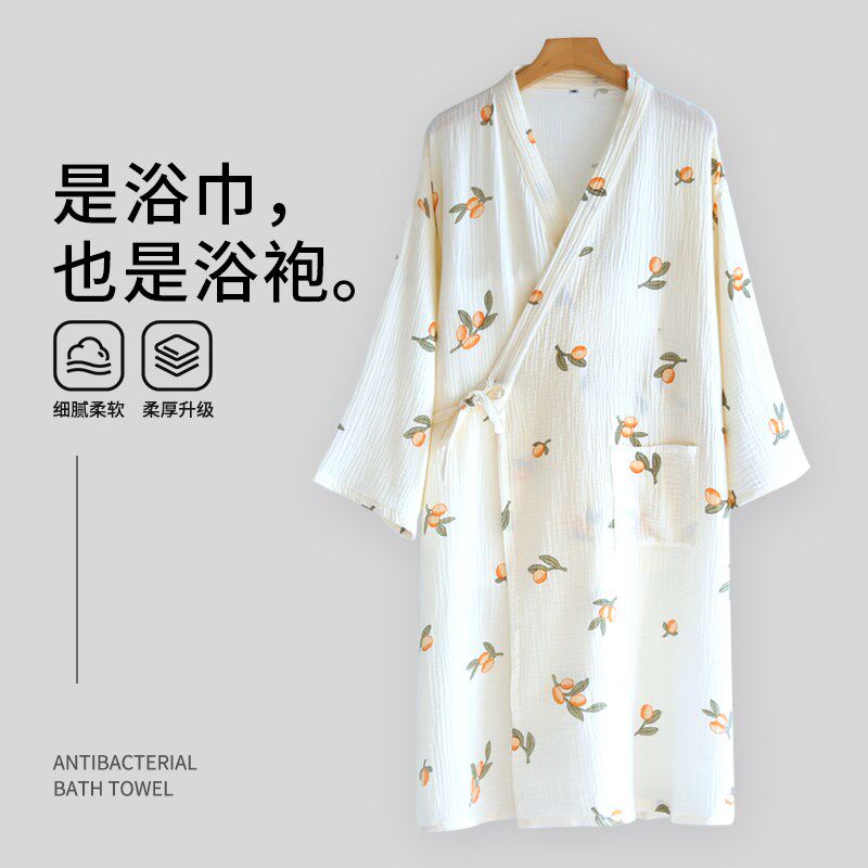 纯棉纱布浴袍家用洗澡吸水速干薄款浴巾女可穿式裹巾2024新全棉夏