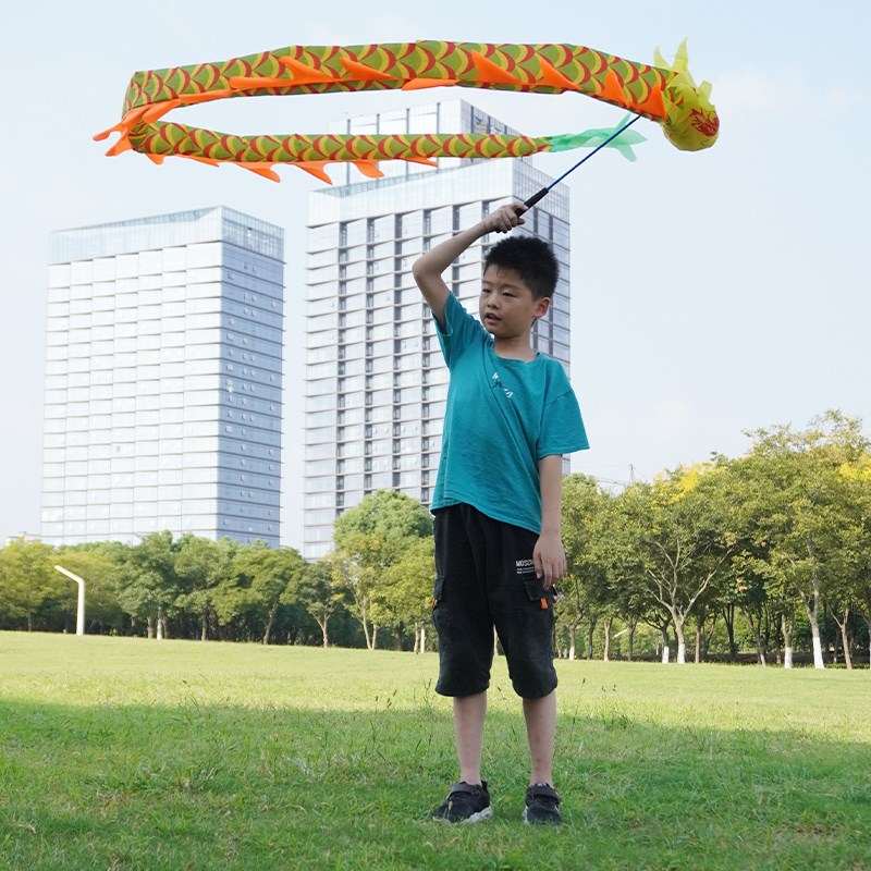 甩龙舞龙彩带手舞龙甩甩龙广场舞空竹龙道具儿童耍龙彩条健身龙
