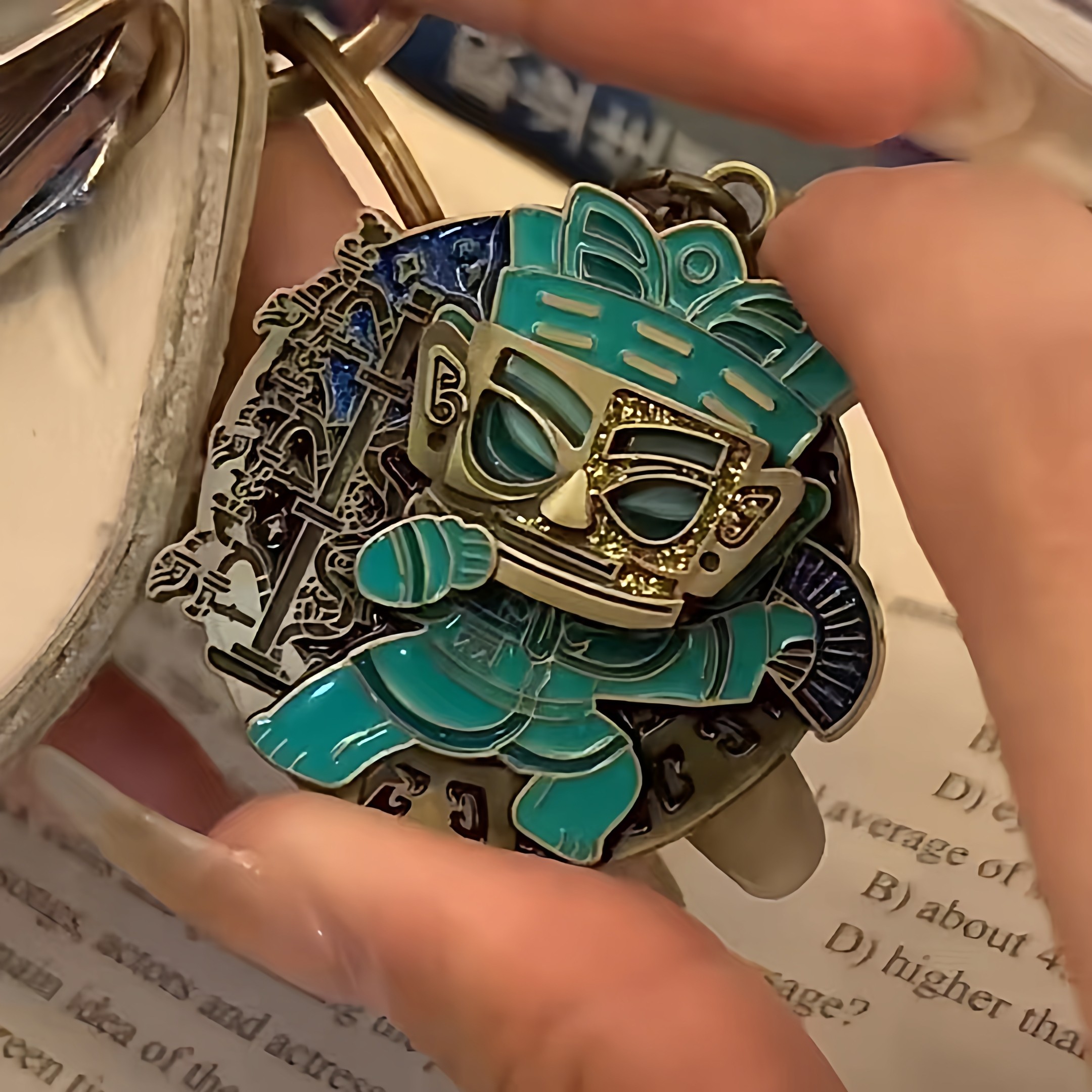 三星堆网红黄金面具变脸钥匙扣