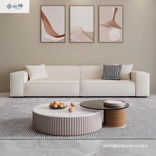 床笠现代意式极简方块四人位直排布艺沙发轻奢豆腐块免洗科技布沙发套装垫拉车饰品