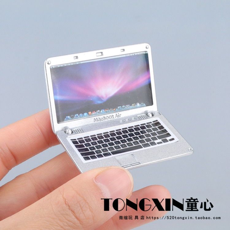 娃娃屋仿真迷你笔记本电脑拍摄道具过家家儿童玩具静态模型小摆件