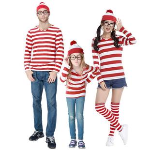 S-XXL Parent-Child Cartoon Where is Wally Waldo Costume Wald