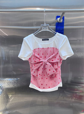 MBS.欧洲站新款BābyChìlling立体蝴蝶结上衣修身百搭短袖T恤女