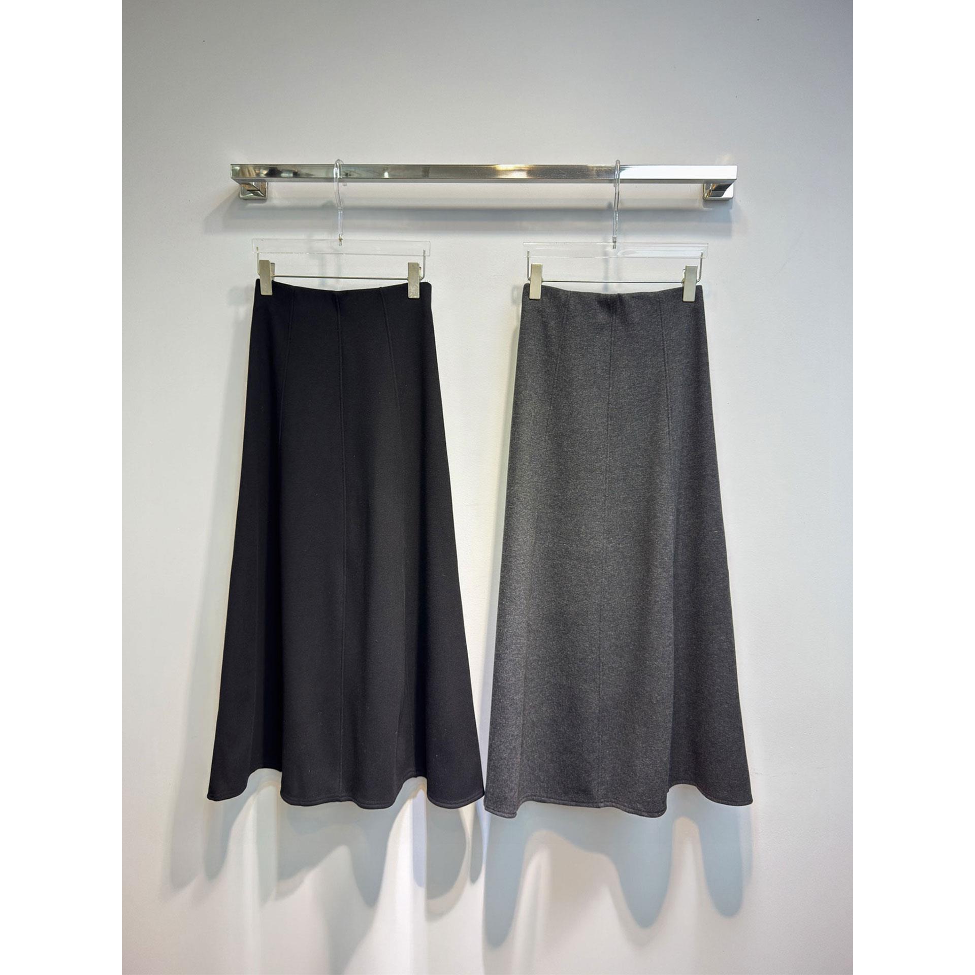 MBS.欧洲站新款法式、松紧腰长款半身裙毛呢高腰大摆气质加绒伞裙