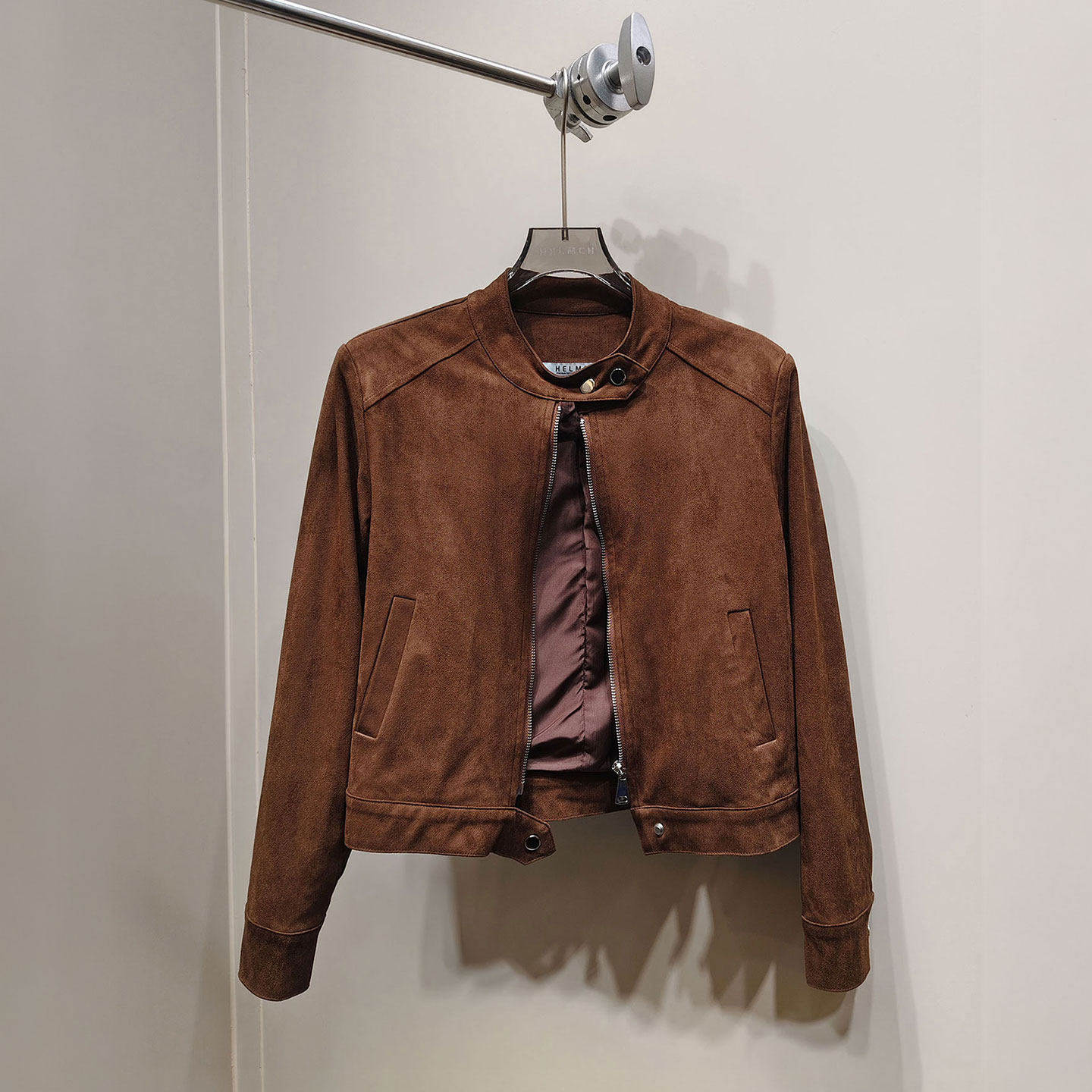 MBS.欧洲站新款HELMCH南油高端美式立领短款机车夹克麂皮绒外套女,女装/女士精品,短外套,淘宝优惠券,粉丝福利购,淘宝优惠卷