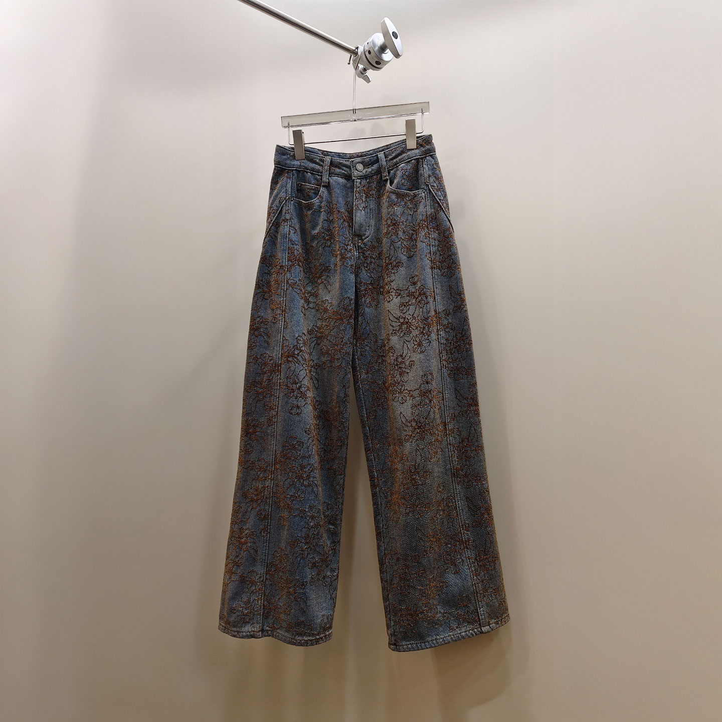 MBS.欧洲站新款HELMCH高腰宽松慵懒风裤加厚休闲阔腿加绒牛仔裤女