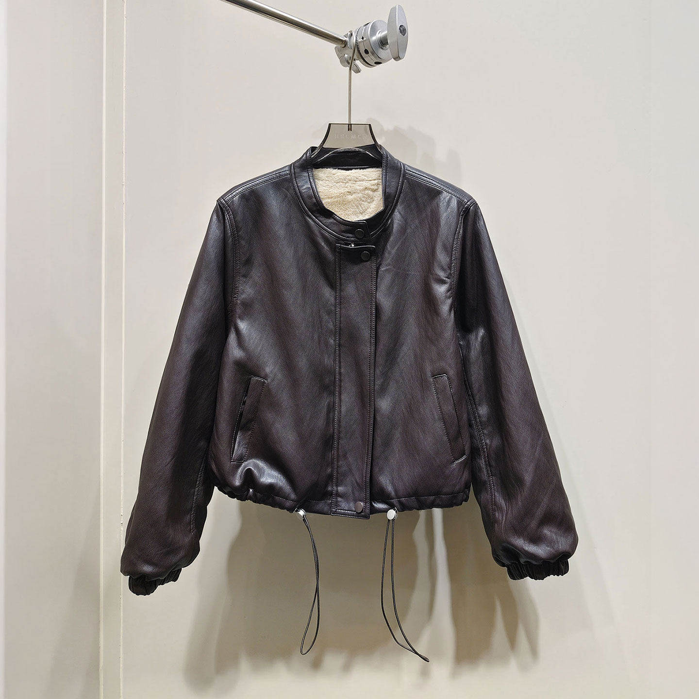 MBS.欧洲站新款HELMCH南油高端复古加绒加厚百搭外套立领短款皮衣,女装/女士精品,皮衣,淘宝优惠券,粉丝福利购,淘宝优惠卷