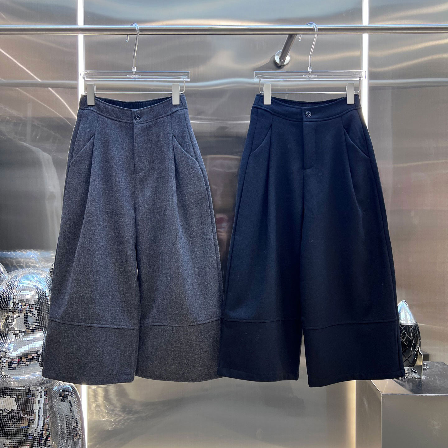 MBS.欧洲站新款深圳南油时髦洋气毛呢七分裤洋气高腰时尚阔腿裤女