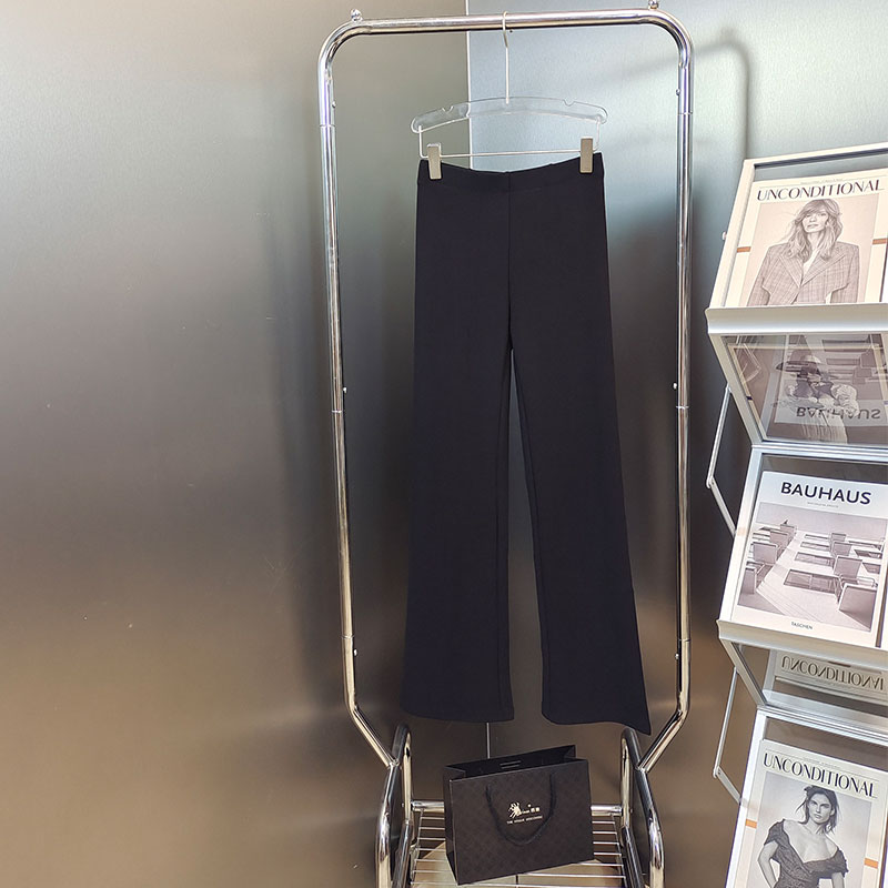 MBS.欧洲站新款微喇裤松紧弹力修长裤高腰加绒开叉百搭微喇叭裤女