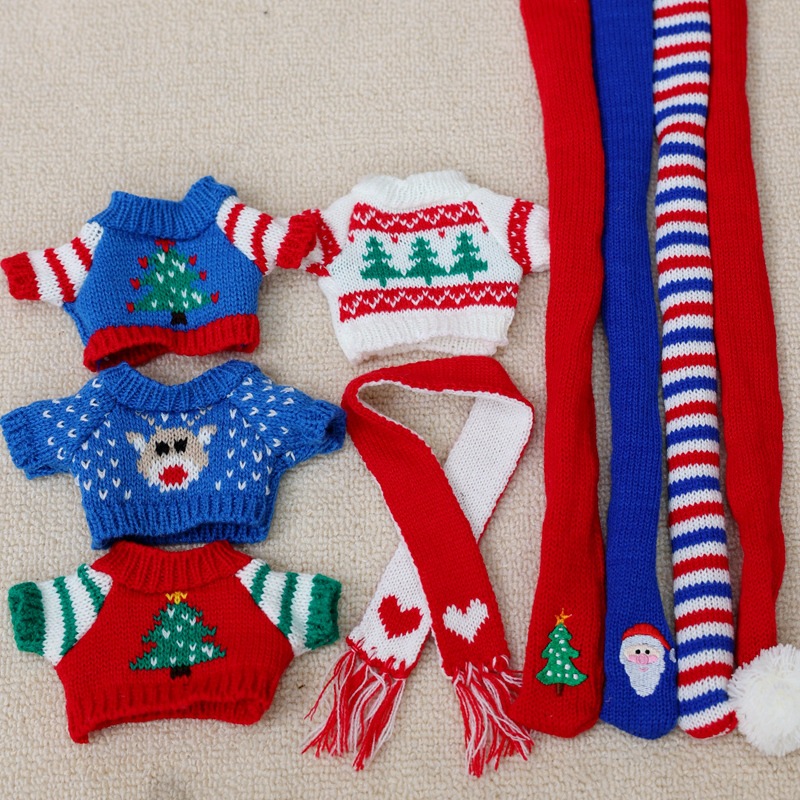 针织毛衣娃衣20cm圣诞新年围巾