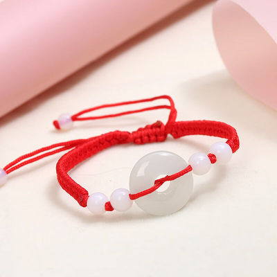 千惠侬手链款绳编翡翠玉脚链红绳男女手工编织平安扣路路通貔貅饰